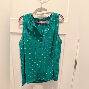 Alice Blue Teal Sleeveless Blouse | Geometric Print | Size XL